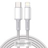 CABLU alimentare si date Baseus High Density Braided, Fast Charging Data Cable pt. smartphone, USB Type-C la Lightning PD 20W, braided, 2m, alb 