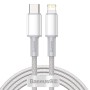 CABLU alimentare si date Baseus High Density Braided, Fast Charging Data Cable pt. smartphone, USB Type-C la Lightning PD 20W, braided, 2m, alb 