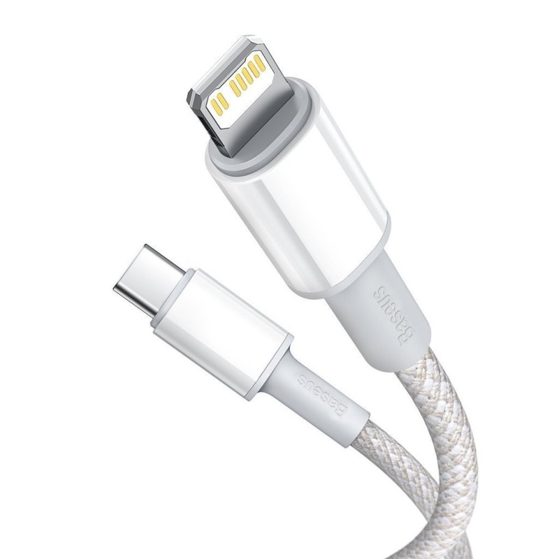 CABLU alimentare si date Baseus High Density Braided, Fast Charging Data Cable pt. smartphone, USB Type-C la Lightning PD 20W, braided, 2m, alb 