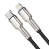 CABLU alimentare si date Baseus Cafule Metal, Fast Charging Data Cable pt. smartphone, USB Type-C la Lightning Iphone PD 20W, braided, 1m, negru 