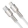CABLU alimentare si date Baseus Cafule Metal, Fast Charging Data Cable pt. smartphone, USB Type-C la Lightning Iphone PD 20W, braided, 1m, alb 