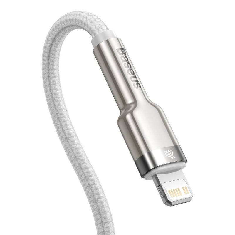 CABLU alimentare si date Baseus Cafule Metal, Fast Charging Data Cable pt. smartphone, USB Type-C la Lightning Iphone PD 20W, braided, 2m, alb 