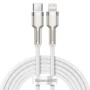 CABLU alimentare si date Baseus Cafule Metal, Fast Charging Data Cable pt. smartphone, USB Type-C la Lightning Iphone PD 20W, braided, 2m, alb 