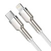 CABLU alimentare si date Baseus Cafule Metal, Fast Charging Data Cable pt. smartphone, USB Type-C la Lightning Iphone PD 20W, braided, 2m, alb 