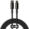 CABLU alimentare si date Baseus Tungsten Gold,Fast Charging Data Cable pt smartphone,USB Type-C la Lightning 20W,braided,1m,rezistent zgarieturi,negru