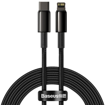 CABLU alimentare si date Baseus Tungsten Gold,Fast Charging Data Cable pt smartphone,USB Type-C la Lightning 20W,braided,1m,rezistent zgarieturi,negru