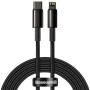 CABLU alimentare si date Baseus Tungsten Gold,Fast Charging Data Cable pt smartphone,USB Type-C la Lightning 20W,braided,1m,rezistent zgarieturi,negru