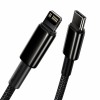 CABLU alimentare si date Baseus Tungsten Gold,Fast Charging Data Cable pt smartphone,USB Type-C la Lightning 20W,braided,1m,rezistent zgarieturi,negru