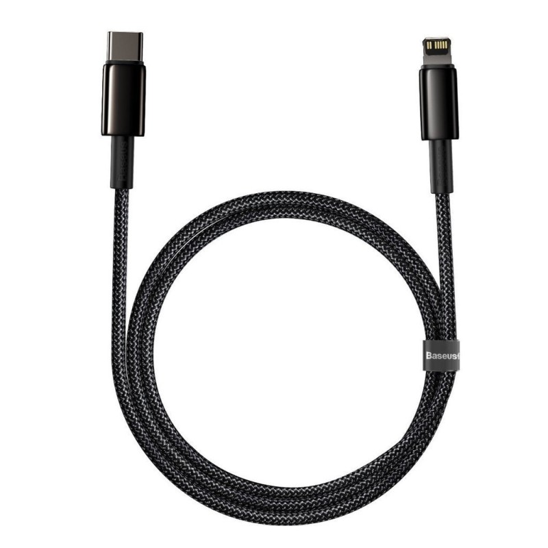 CABLU alimentare si date Baseus Tungsten Gold,Fast Charging Data Cable pt. smartphone,USB la Lightning 20W, braided,2m rezistent zgarieturi,negru 