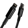 CABLU alimentare si date Baseus Tungsten Gold,Fast Charging Data Cable pt. smartphone,USB la Lightning 20W, braided,2m rezistent zgarieturi,negru 