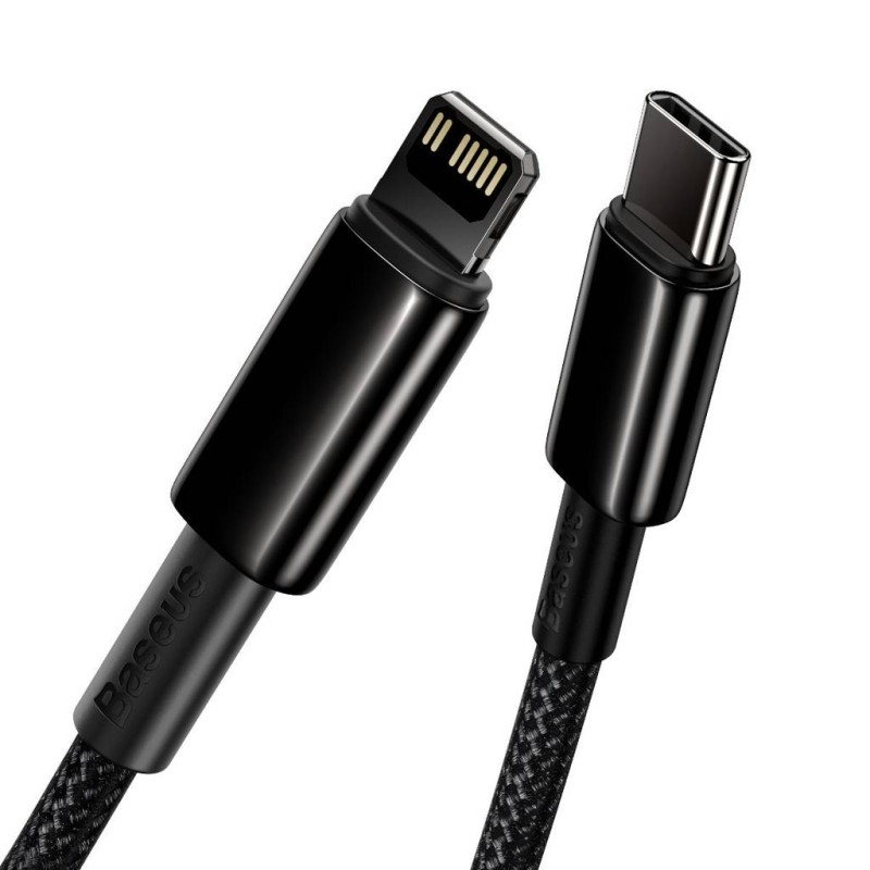 CABLU alimentare si date Baseus Tungsten Gold,Fast Charging Data Cable pt. smartphone,USB la Lightning 20W, braided,2m rezistent zgarieturi,negru 