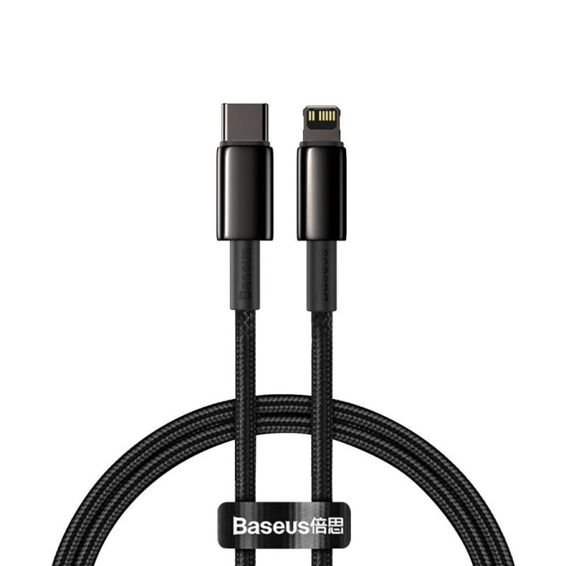 CABLU alimentare si date Baseus Tungsten Gold,Fast Charging Data Cable pt. smartphone,USB la Lightning 20W, braided,2m rezistent zgarieturi,negru 