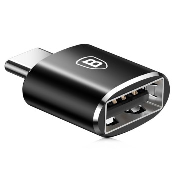 ADAPTOR Baseus Mini OTG, USB 2.0(M) la USB Type-C(T), corp metalic, negru 