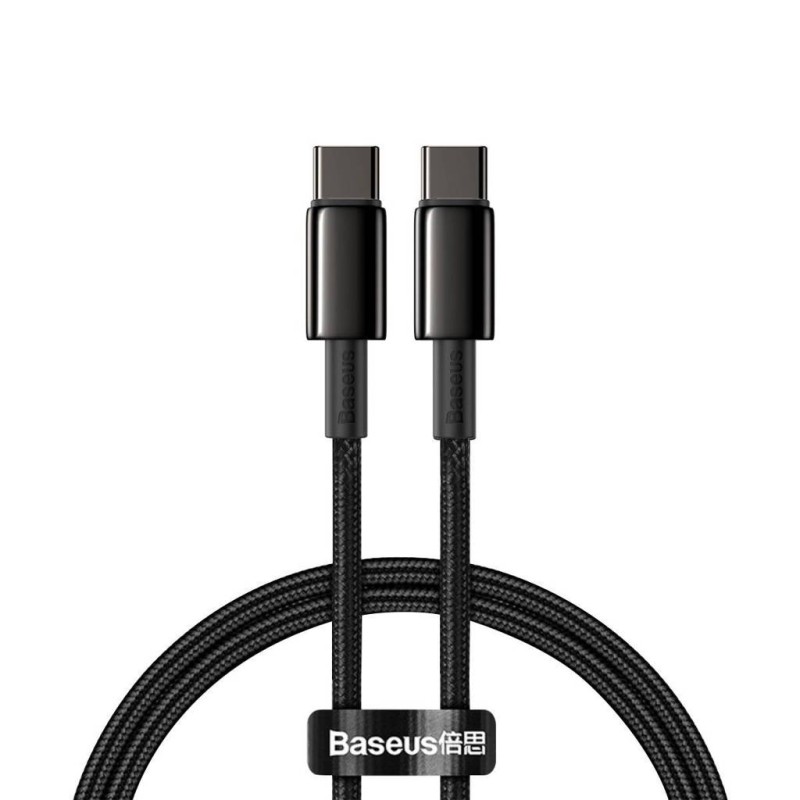 CABLU alimentare si date Baseus Tungsten Gold, Fast Charging Data Cable pt. smartphone, USB Type-C la USB Type-C 100W, braided, 1m, negru 