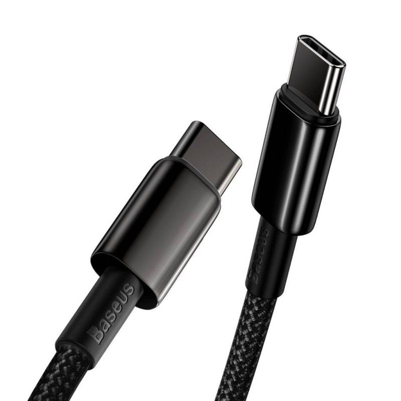 CABLU alimentare si date Baseus Tungsten Gold, Fast Charging Data Cable pt. smartphone, USB Type-C la USB Type-C 100W, braided, 1m, negru 