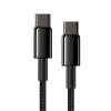 CABLU alimentare si date Baseus Tungsten Gold, Fast Charging Data Cable pt. smartphone, USB Type-C la USB Type-C 100W, braided, 1m, negru 