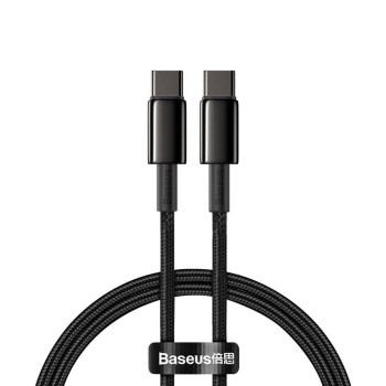 CABLU alimentare si date Baseus Tungsten Gold, Fast Charging Data Cable pt. smartphone, USB Type-C la USB Type-C 100W, braided, 2m, negru 