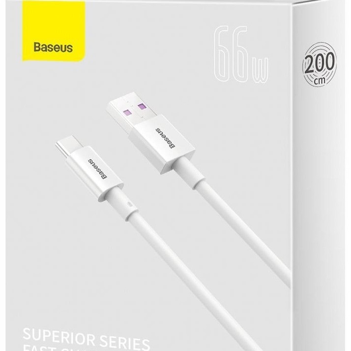 CABLU alimentare si date Baseus Superior, Fast Charging Data Cable pt. smartphone, USB la USB Type-C 66W, 2m, alb 